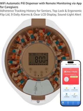 Automatic Pill Dispenser with LCD Timer - White and Beige